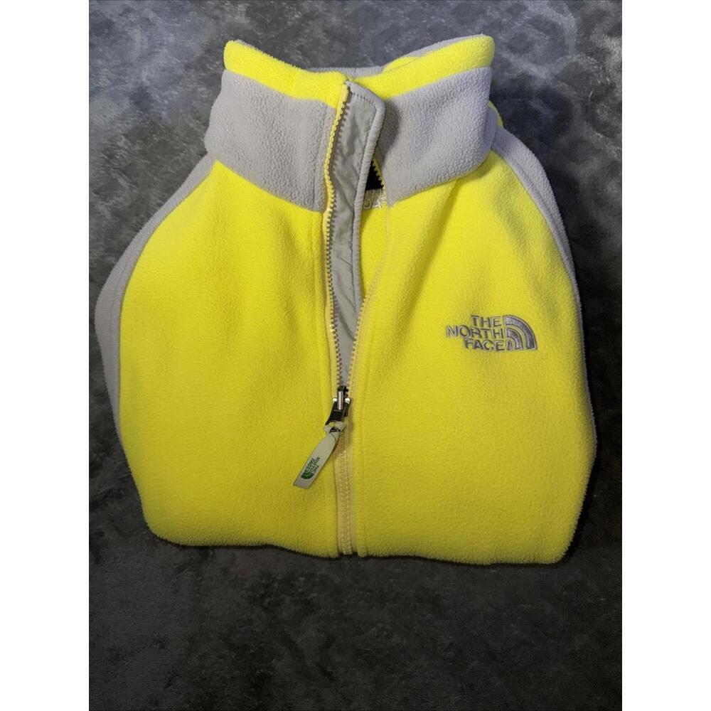 The North Face Jacket Women Large Yellow Grey Full Zip Fleece Coat - Picture 10 of 10